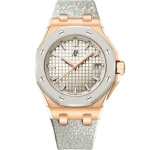 Audemars Piguet Royal Oak Selfwinding Rose Gold Silver Grande Tapisserie Luxury Watch