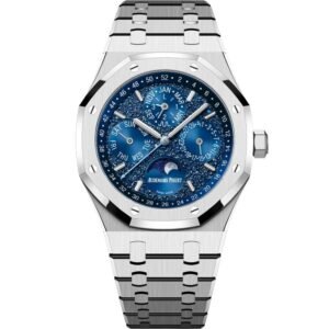 Audemars Piguet Royal Oak Perpetual Calendar Stainless Steel Watch with Blue Aventurine Dial