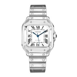 Cartier Santos automatic stainless steel watch with Roman numeral dial