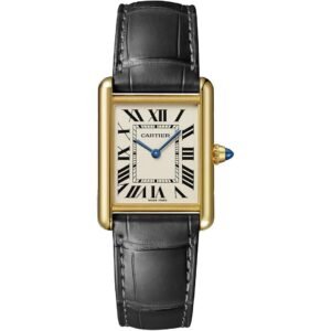 Cartier Tank Louis Cartier yellow gold watch with black leather strap