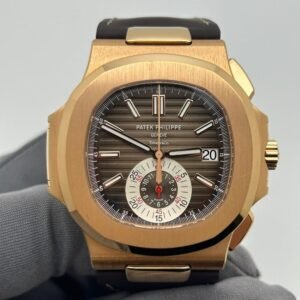 Patek Philippe Nautilus Chronograph Tiffany & Co. Edition Rose Gold Luxury Watch with Brown Dial