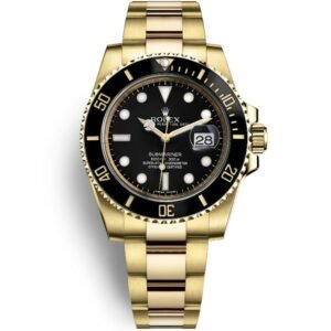 Rolex Submariner Date 18K Yellow Gold Black Dial Automatic Swiss Luxury Dive Watch
